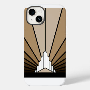 Art deco zon in tan Case-Mate iPhone 14 hoesje