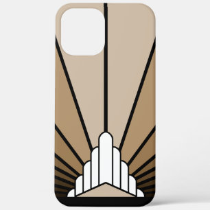 Art deco zon in tan Case-Mate iPhone case