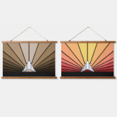 Art deco zon in tan/dageraad hangend wandkleed (Dubbel)