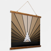 Art deco zon in tan/dageraad hangend wandkleed (Gebogen)