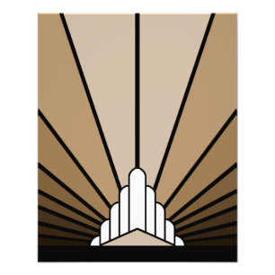 Art deco zon in tan foto afdruk