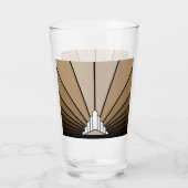 Art deco zon in tan glas (Achterkant)