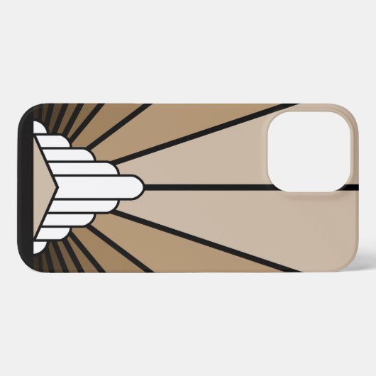 Art deco zon in tan iPhone hoesje (Achterkant horizontaal)