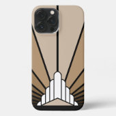 Art deco zon in tan iPhone hoesje (Achterkant)