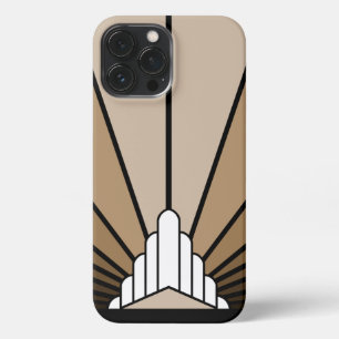 Art deco zon in tan iPhone 13 pro max hoesje