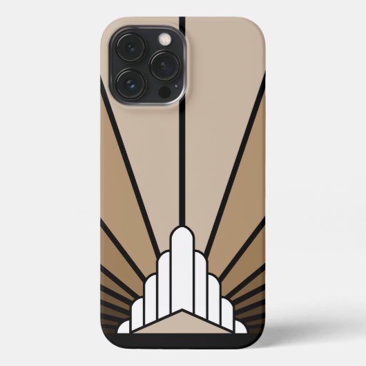 Art deco zon in tan iPhone hoesje (Achterkant)