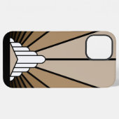Art deco zon in tan iPhone hoesje (Achterkant horizontaal)