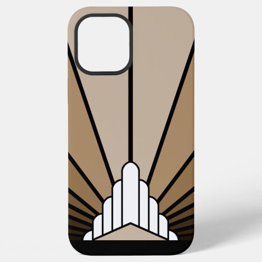 Art deco zon in tan iPhone hoesje (Achterkant)