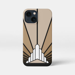 Art deco zon in tan iPhone 13 mini hoesje