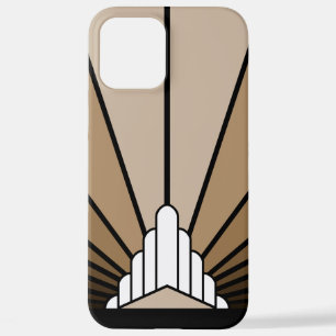 Art deco zon in tan iPhone 12 pro max hoesje