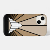 Art deco zon in tan iPhone hoesje (Achterkant horizontaal)