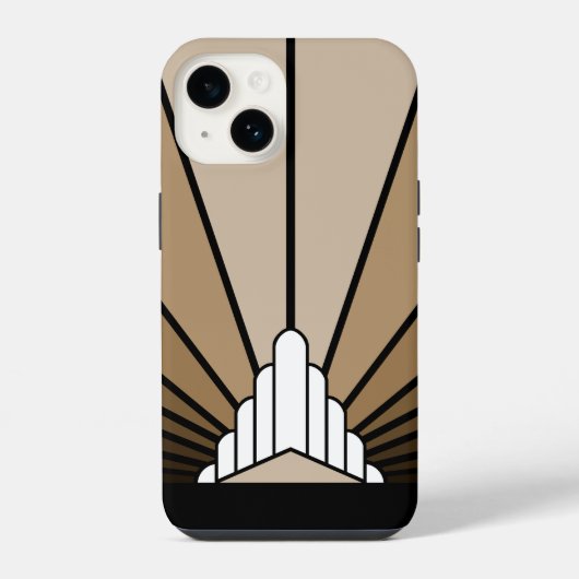 Art deco zon in tan iPhone hoesje (Achterkant)