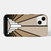 Art deco zon in tan iPhone hoesje (Achterkant horizontaal)