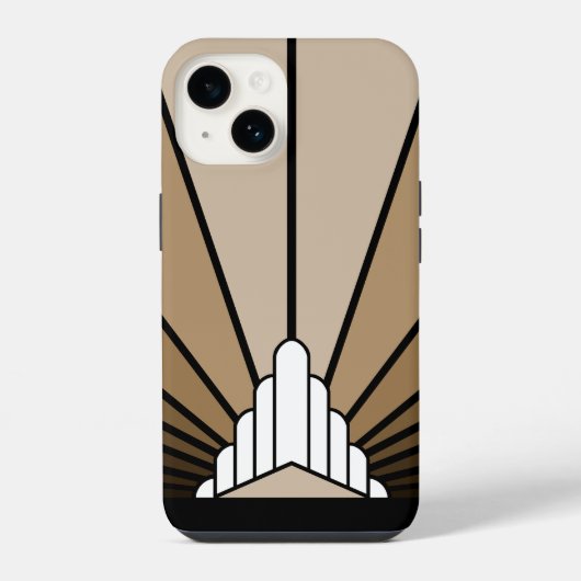 Art deco zon in tan iPhone hoesje (Achterkant)