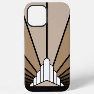Art deco zon in tan iPhone 12 pro max hoesje