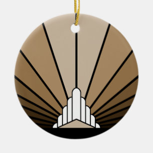 Art deco zon in tan keramisch ornament