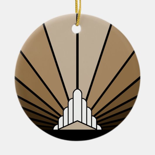 Art deco zon in tan keramisch ornament (Voorkant)