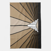 Art deco zon in tan Keuken Handdoeken (Verticaal)