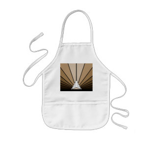 Art deco zon in tan kinder schort