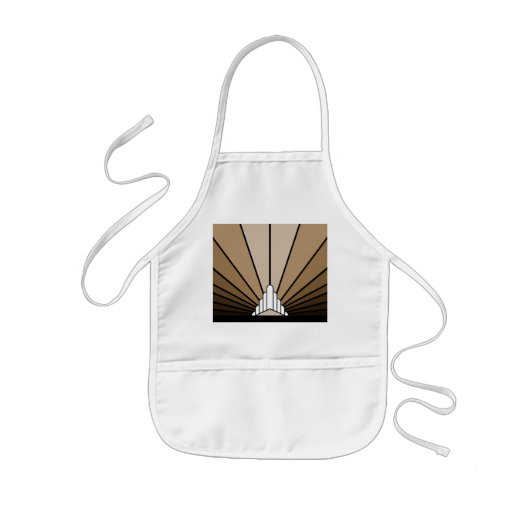 Art deco zon in tan kinder schort (Voorkant)