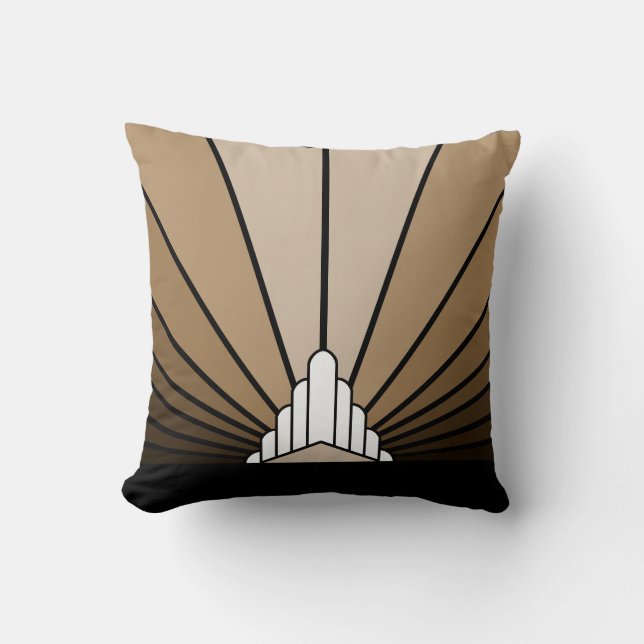 Art deco zon in tan kussen (Voorkant)