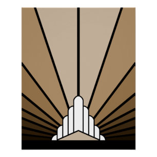 Art deco zon in tan perfect poster