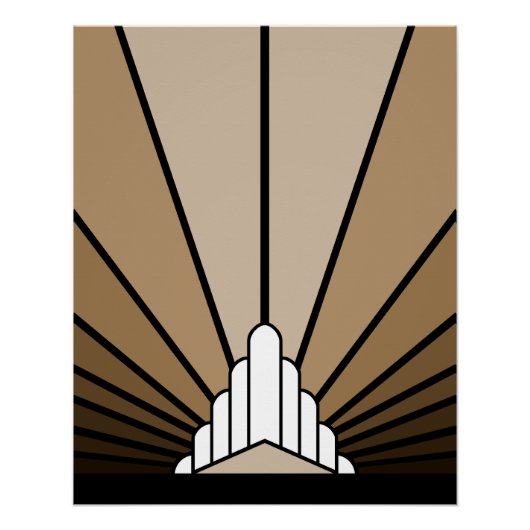 Art deco zon in tan perfect poster (Voorkant)