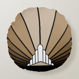 Art deco zon in tan rond kussen