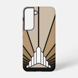 Art deco zon in tan samsung galaxy hoesje