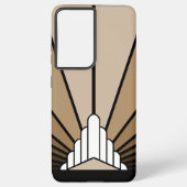 Art deco zon in tan samsung galaxy hoesje (Achterkant)