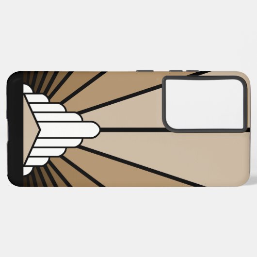 Art deco zon in tan samsung galaxy hoesje (Linkerkant)