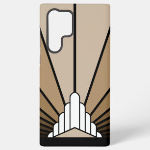 Art deco zon in tan samsung galaxy hoesje