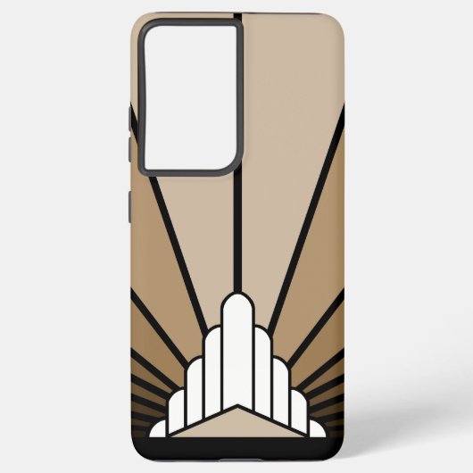 Art deco zon in tan samsung galaxy hoesje (Achterkant)