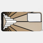 Art deco zon in tan samsung galaxy hoesje (Achterkant horizontaal)