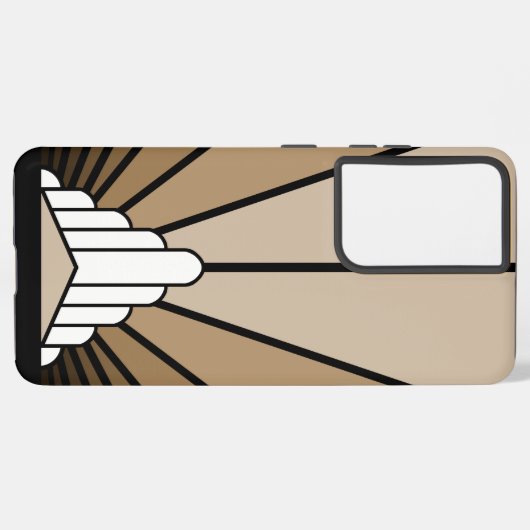 Art deco zon in tan samsung galaxy hoesje (Achterkant horizontaal)