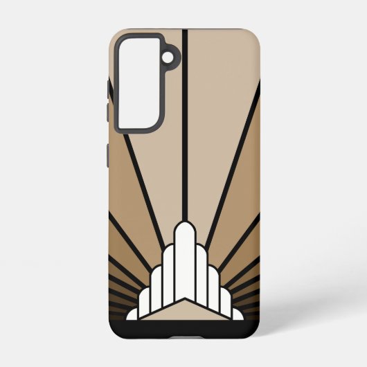 Art deco zon in tan samsung galaxy hoesje (Achterkant)