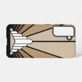 Art deco zon in tan samsung galaxy hoesje (Achterkant horizontaal)