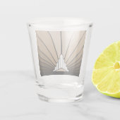 Art deco zon in tan shot glas (Achterkant)