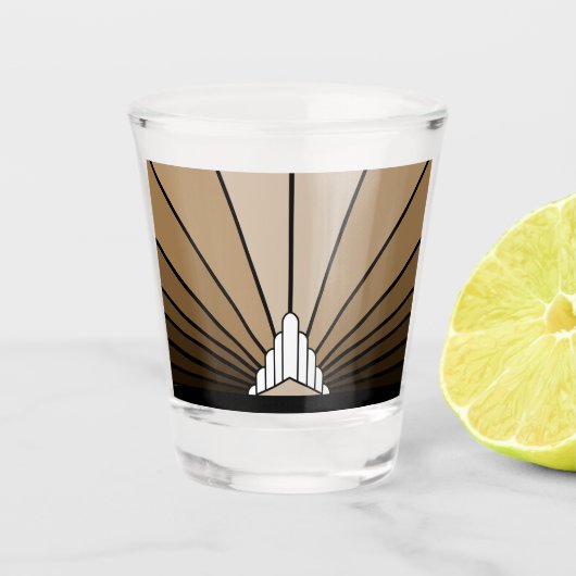 Art deco zon in tan shot glas (Voorkant)