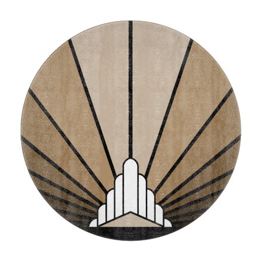 Art deco zon in tan snijplank (Voorkant)