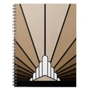 Art deco zon in tan Spiral Foto Notitieboek
