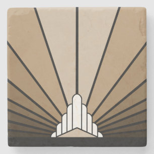 Art deco zon in tan stenen onderzetter