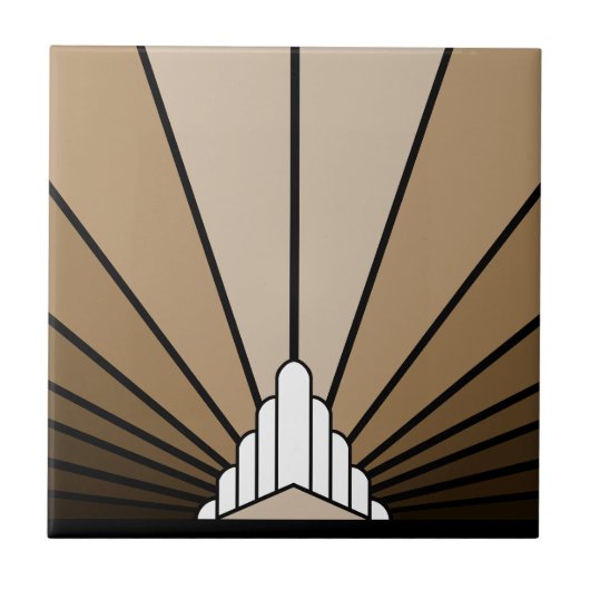Art deco zon in tan tegeltje (Voorkant)
