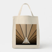 Art deco zon in tan tote bag (Achterkant)