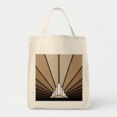 Art deco zon in tan tote bag (Voorkant)