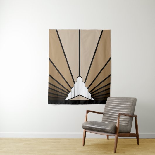 Art deco zon in tan wandkleed (In situ)