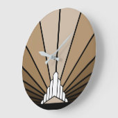 Art deco zon in tan Wandklok (Hoek)
