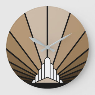 Art deco zon in tan Wandklok
