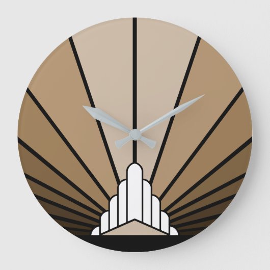 Art deco zon in tan Wandklok (Voorkant)