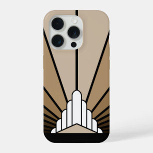 Art deco zon in taupe iPhone 15 pro case